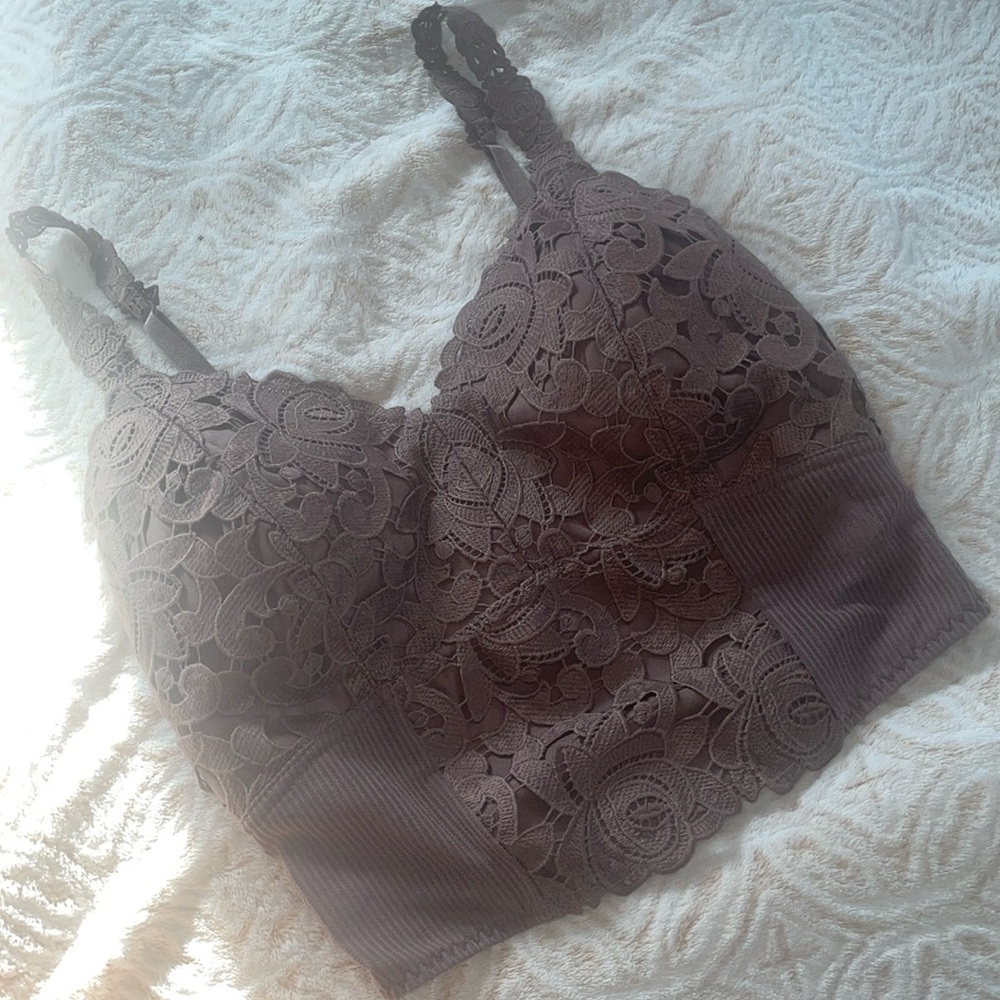 floral lace top,size M, condition- worn one time
